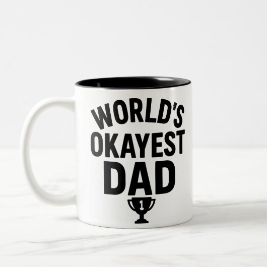 's Werelds Okayest Dad Funny Vaderdag Tweekleurige Koffiemok (Links)