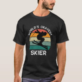 'S Werelds Okayest Skiër Funny Retro Skiën Skier T-shirt (Voorkant)