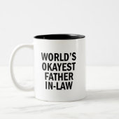 's Werelds Okayest Vader in de wet grappige koffie Tweekleurige Koffiemok (Links)