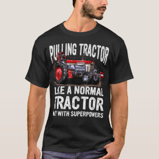 'S Zwarte Tractor Trekkende Superkracht Plezier T-shirt