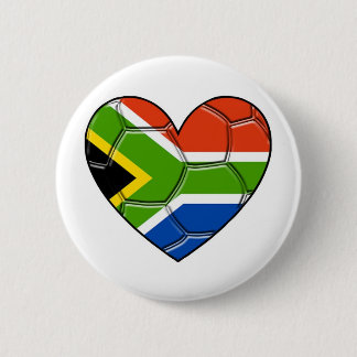 SA Heart, l love soccer, South africa Ronde Button 5,7 Cm