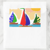 SA- Kleurrijke Zeilboot Primitieve Kunst Rechthoekige Sticker (Tas)