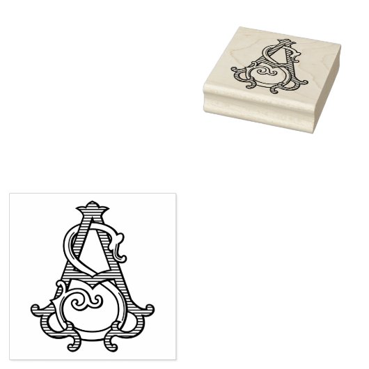 SA Monogram AS Monogram Rubber Ink Stamp Rubberstempel (Gestempeld)