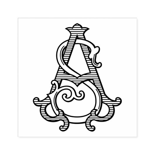 SA Monogram AS Monogram Rubber Ink Stamp Rubberstempel (Afrduk)
