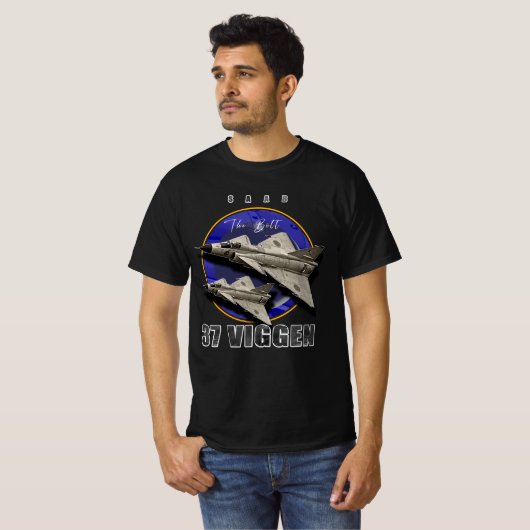 Saab 37 Viggen Zweeds Multi Combat Vliegtuig T-shirt (Voorkant volledig)