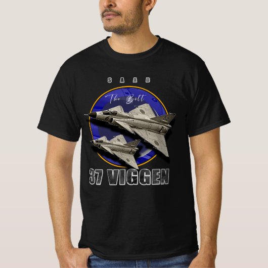 Saab 37 Viggen Zweeds Multi Combat Vliegtuig T-shirt (Voorkant)