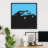 Saab 900 SPG/Aero - Blauw op zwarte koolstof poste Poster (Thuiskantoor)