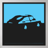 Saab 900 SPG/Aero - Blauw op zwarte koolstof poste Poster (Voorkant)