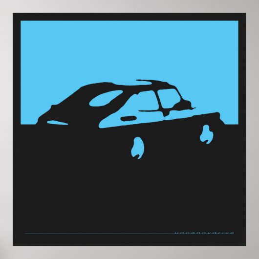 Saab 900 SPG/Aero - Blauw op zwarte koolstof poste Poster (Voorkant)