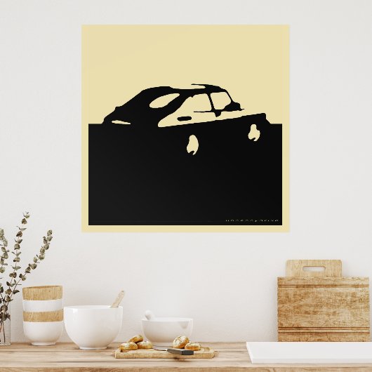 Saab 900 SPG/Aero - Zwart op lichtcrème poster (Keuken)