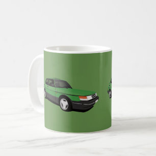 Saab 900 Turbo 16 Aero, twee groene grijze afbeeld Koffiemok