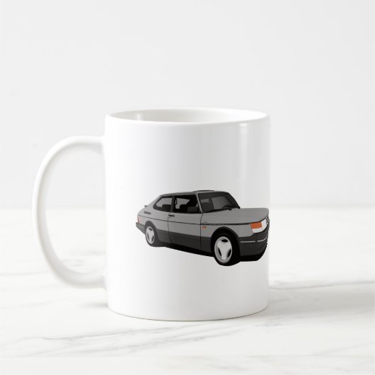 Saab 900 Turbo 16 Aero, twee lichtgrijze afbeeldin Koffiemok (Links)