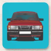 Saab 900 turbo (rood) bier onderzetter (Voorkant)