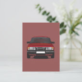 Saab 900 turbo (rood) briefkaart (Staand voorkant)