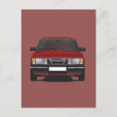 Saab 900 turbo (rood) briefkaart (Voorkant)