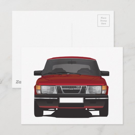Saab 900 turbo (rood) briefkaart (Voorkant / Achterkant)