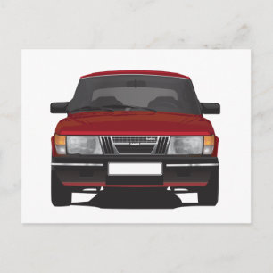 Saab 900 turbo (rood) briefkaart