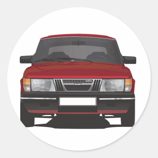 Saab 900 turbo (rood) ronde sticker (Voorkant)