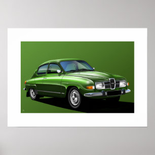 SAAB 96 Illustratie Poster