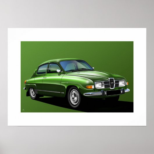 SAAB 96 Illustratie Poster (Voorkant)