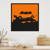 Saab 99 EMS - Sinaasappel op zwarte koolstof poste Poster (Keuken)
