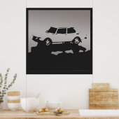 Saab 99 EMS - Zilver grijs op zwart poster met hou (Keuken)