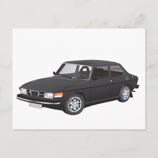 Saab 99 zwart briefkaart (Voorkant)