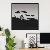 Saab 9-5 Aero front - Gray on charcoal background Poster (Thuiskantoor)