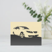 Saab 9-5 voorzijde Aero - Kool op crèmeachtergrond Briefkaart (Staand voorkant)