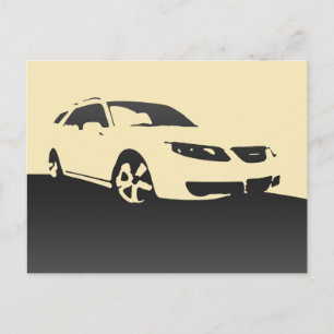 Saab 9-5 voorzijde Aero - Kool op crèmeachtergrond Briefkaart