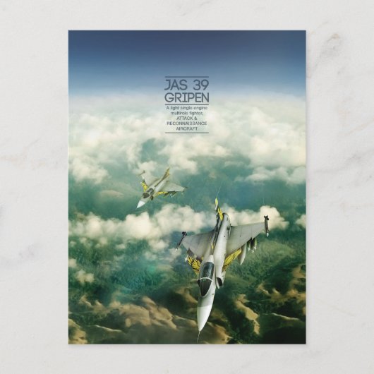 Saab JAS 39 Gripen briefkaart (Voorkant)