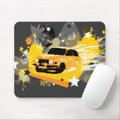  saab rally mousepad - geel sinaasappel muismat (Met muis)