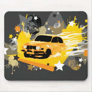  saab rally mousepad - geel sinaasappel muismat