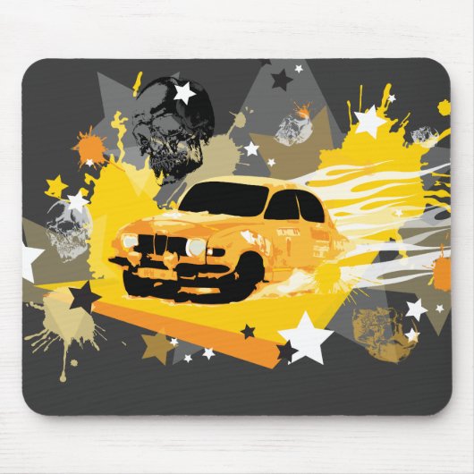  saab rally mousepad - geel sinaasappel muismat (Voorkant)