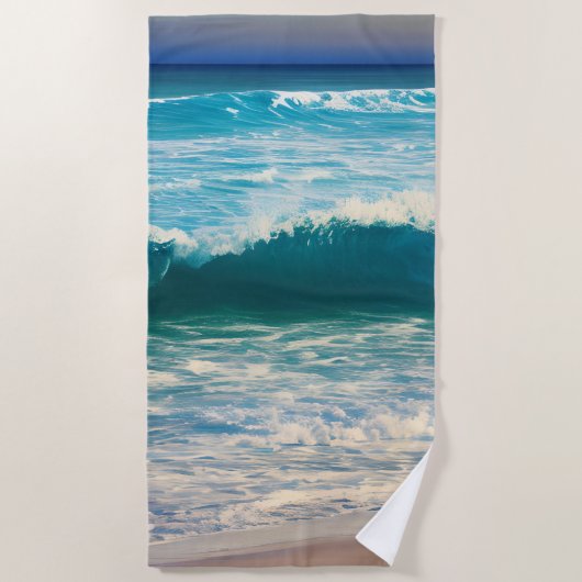 Saacape Blue Ocean Wave Strandlaken (Voorkant)