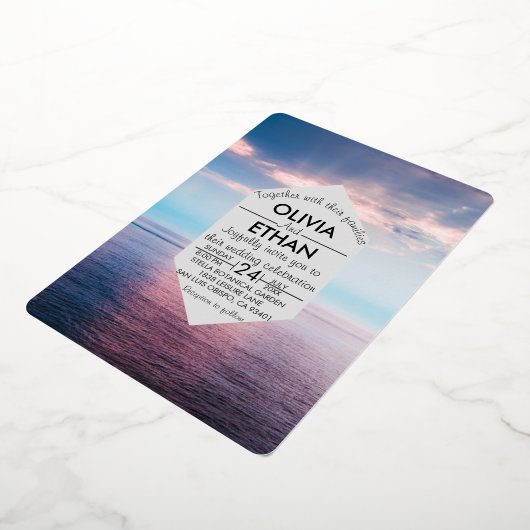 Saacape strandblauw hemel Weddenschap Folie uitnod Folie Uitnodiging (Gedraaid)