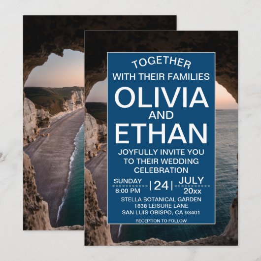 Saacape strandfeest bruiloft uitnodiging (Voorkant / Achterkant)