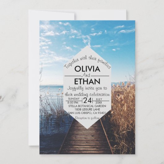 Saacape strandfeest bruiloft uitnodiging (Voorkant)