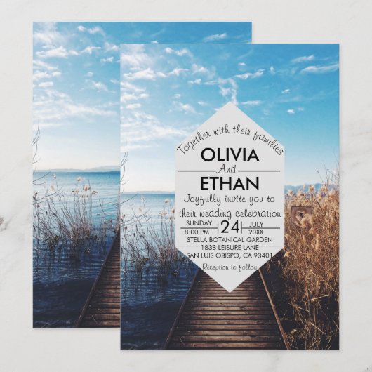 Saacape strandfeest bruiloft uitnodiging (Voorkant / Achterkant)