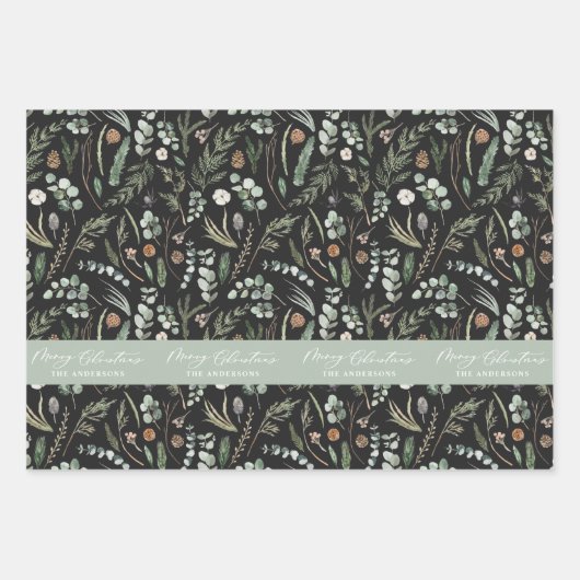 Saaggroene kerst moderne minimale botanische kerst inpakpapier vel (Voorkant 2)