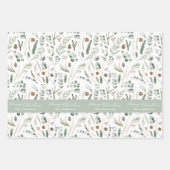 Saaggroene kerst moderne minimale botanische kerst inpakpapier vel (Voorkant)