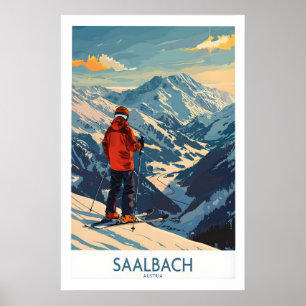 Saalbach Muur Kunst Ski Print - Oostenrijk 1
