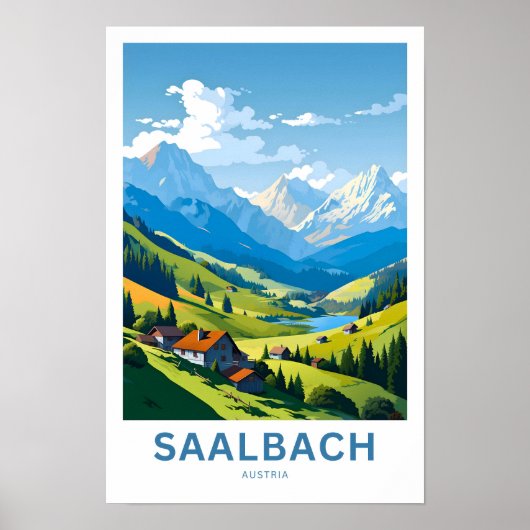 Saalbach Oostenrijk Reisprint Poster (Voorkant)