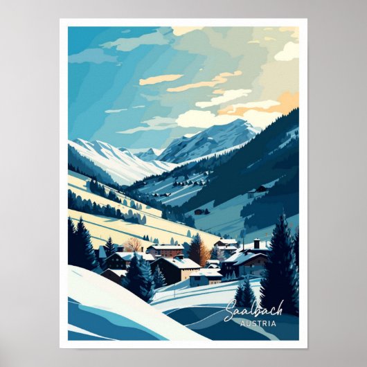 Saalbach Oostenrijk Reizen  Illustratie Poster (Voorkant)