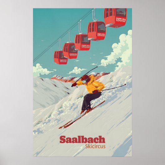 Saalbach Skicircus Skigebied Reisposter Poster (Voorkant)