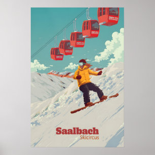 Saalbach Skicircus Snowboarden Reisposter Poster