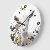 Saanen Dairy Goat Painting Bloemen Muur Klok (Hoek)