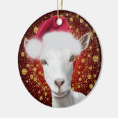 Saanen Dairy Goat Santa Hat kerstversiering Keramisch Ornament (Links)
