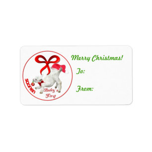 Saanen Goat Baby's eerste kerstcadeau Label