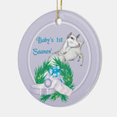 Saanen Goat Baby's eerste kerstfeestdag Keramisch Ornament (Links)